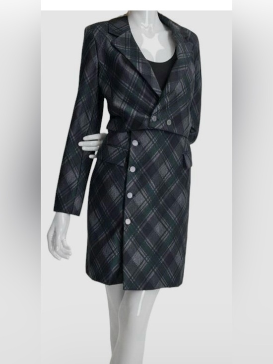 Dkny Dresses & Skirts - DKNY women’s green plaid Notch Lapel long sleeve blazer dress. Size 8 P